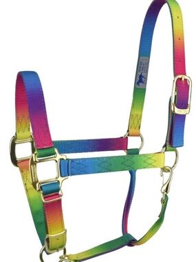 Hamilton Rainbow Ombre Nylon Horse Halter with Gold Hardware